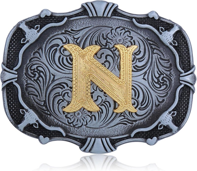 Btilasif Store Kids Western Cowboy Texas Rodeo Belt Buckle for Boys Girls, Initial Letters A to Z Belt Buckles for Men - Image 1